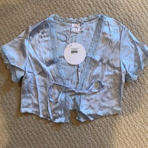 Princess Polly - Vintage Tie Up Top Baby Blue